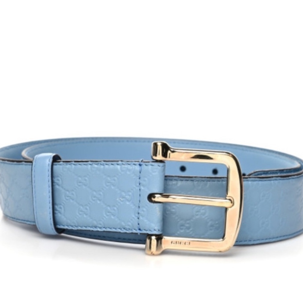 🩵🫐💎Gucci Microguccisima Blue Leather Belt in Mineral Blue